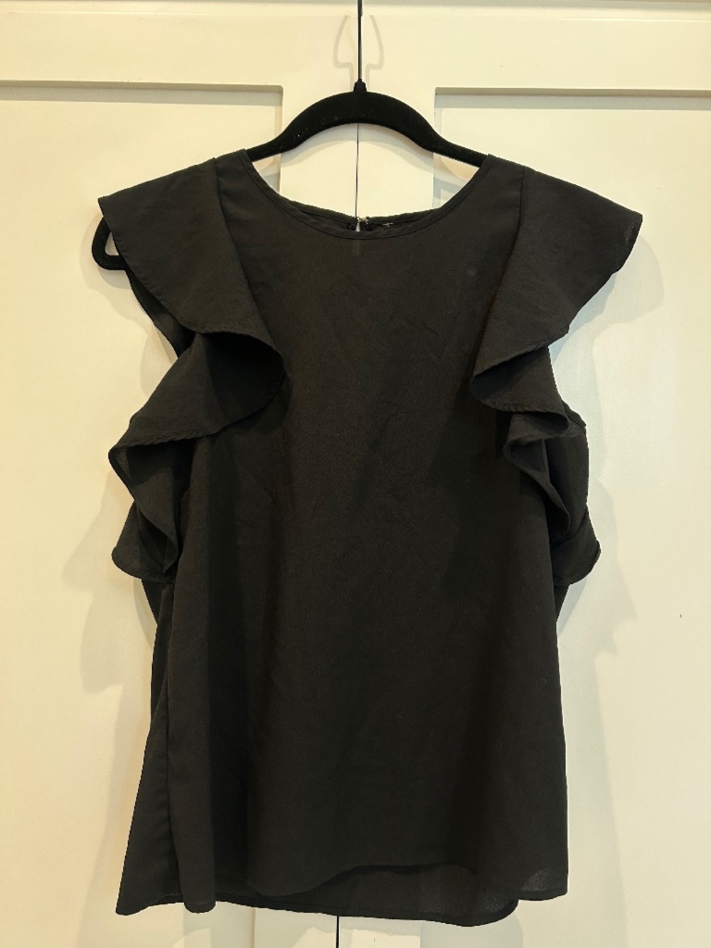 Black Ruffle Sleeve Blouse